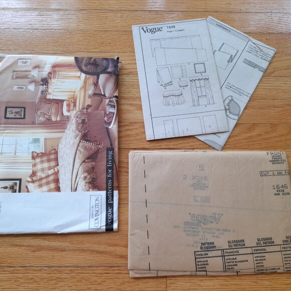 Duvet Pillow Cover Sewing Pattern Curtains Valance Vogue 1646 UNCUT Vintage 90s - Picture 9 of 11